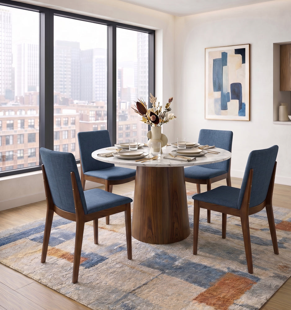 Virginia Mid-Century Modern Scandinavian Dining Chair with Fabric Upholstery - MidinMod