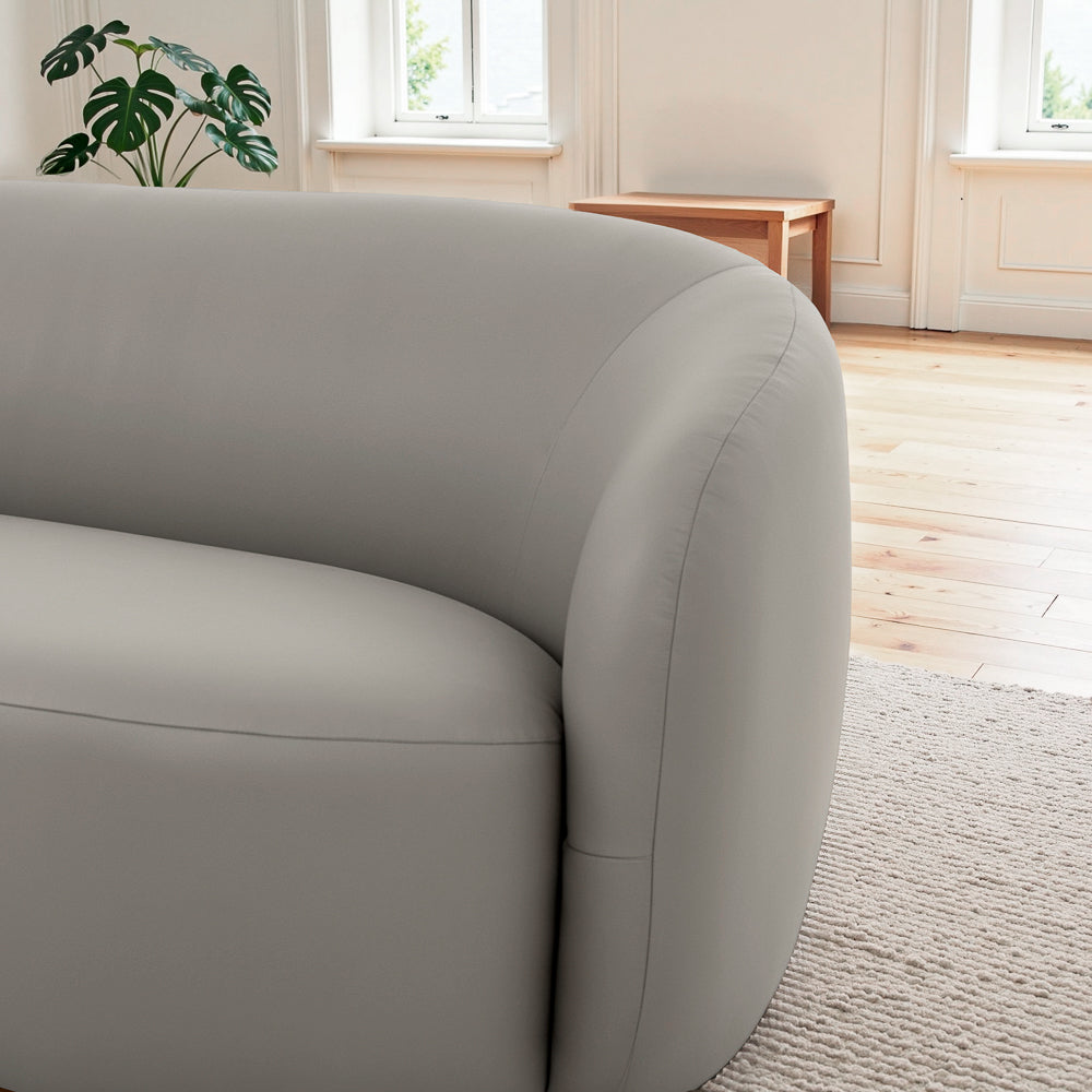 Vista Grey Vegan Leather Japandi Mid-Century Modern Sofa - MidinMod