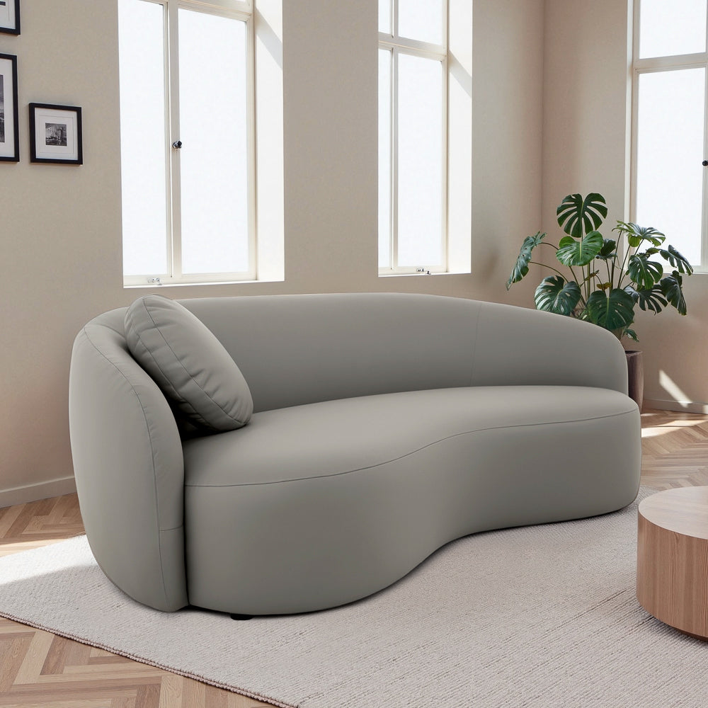 Vista Grey Vegan Leather Japandi Mid-Century Modern Sofa - MidinMod