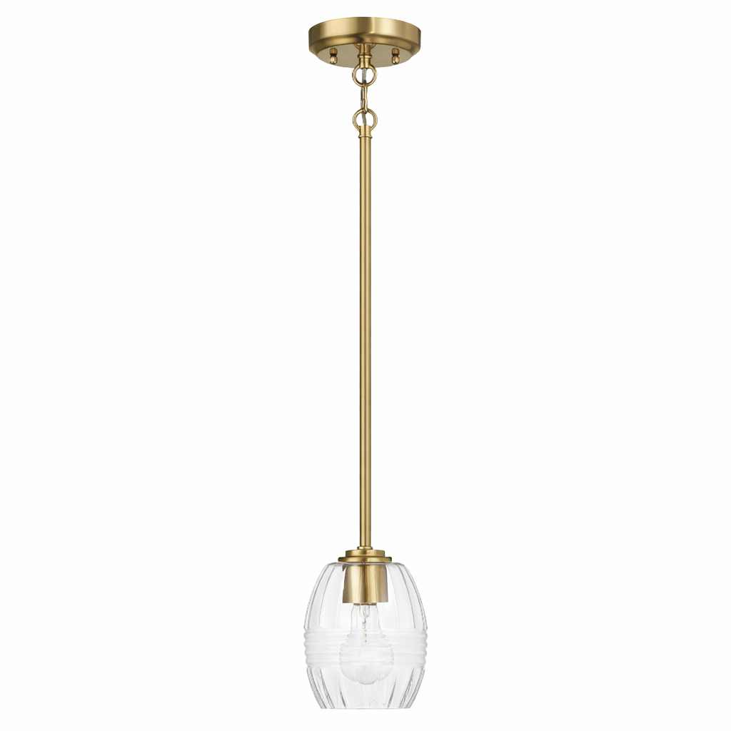 Vista Single Pendant Chain Hanging Light | Satin Brass and Clear Glass | MidinMod