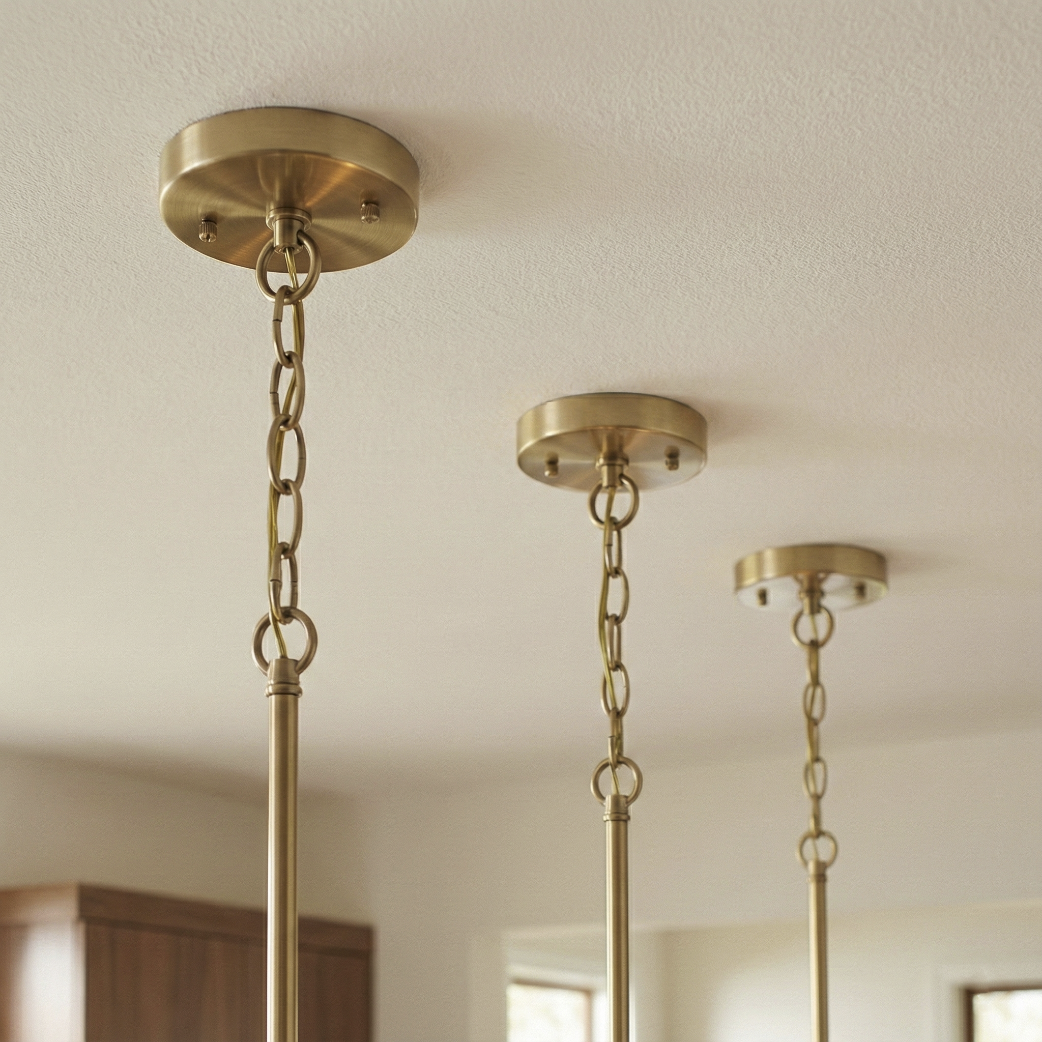 Vista Single Pendant Chain Hanging Light with Clear Glass - Satin Brass - MidinMod