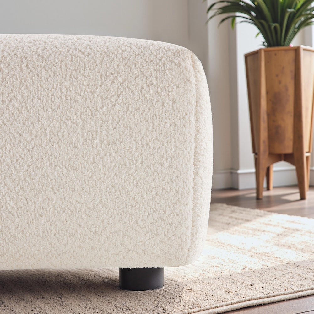 Wade Ivory Boucle Ottoman - MidinMod