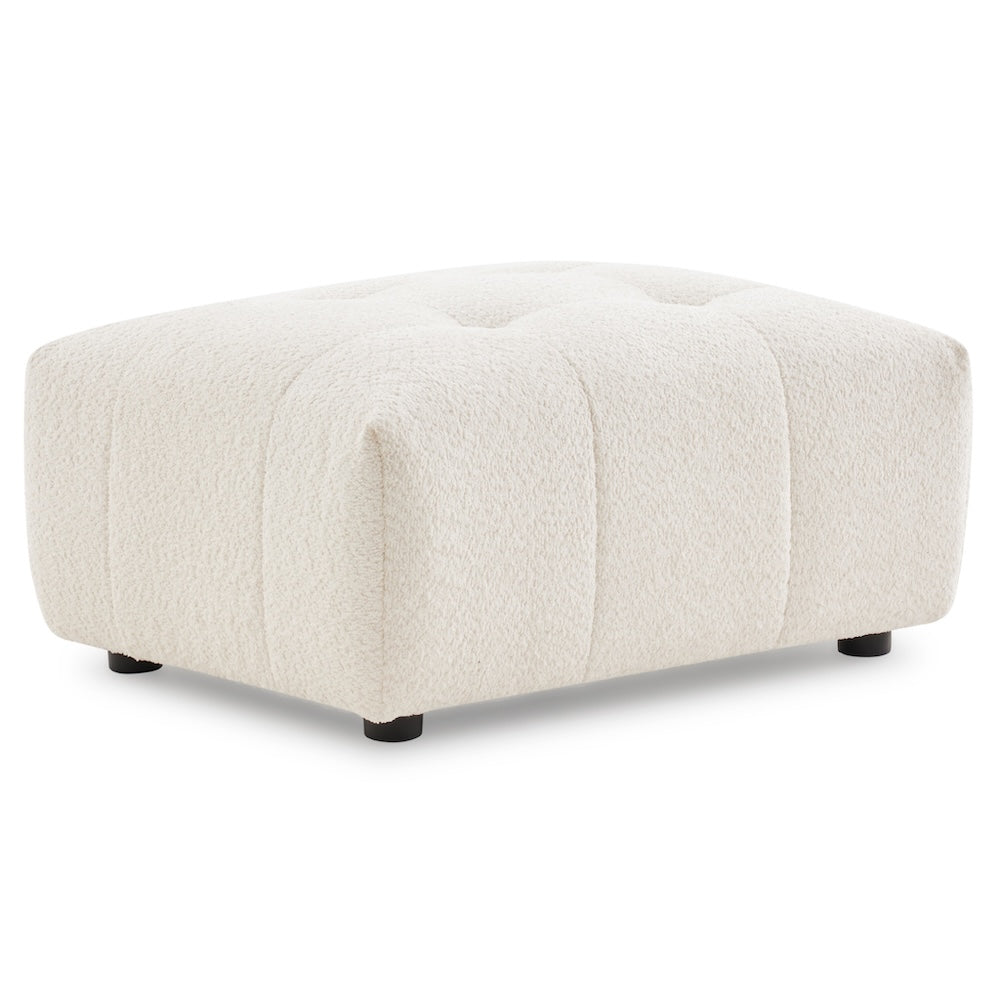 Wade Ivory Boucle Ottoman - MidinMod