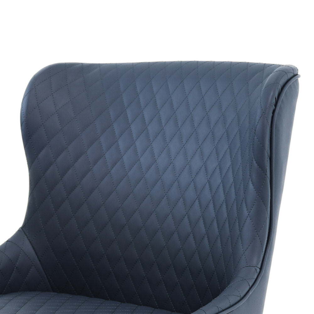 Waller Navy Blue Vegan Leather Dining Chair Set of 2 - MidinMod