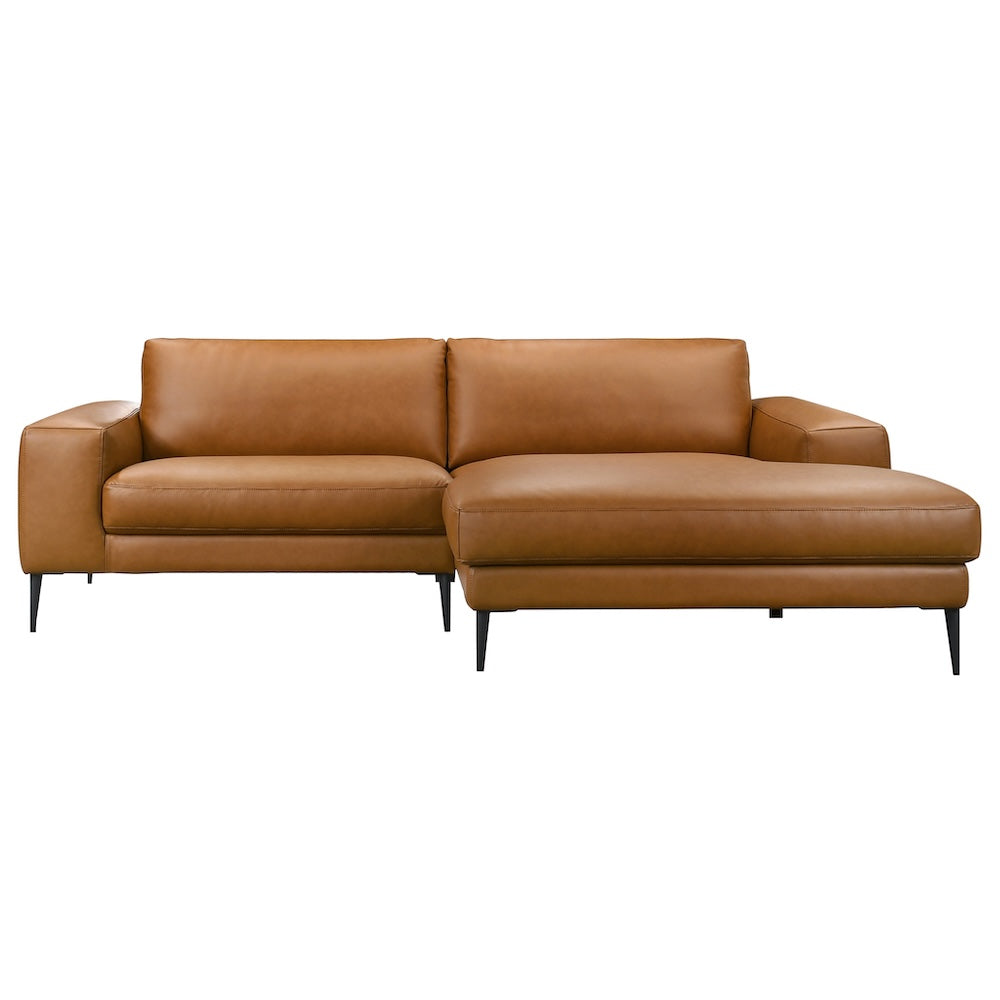 Walton Right-Facing Cognac Vegan Leather Sectional Sofa - MidinMod