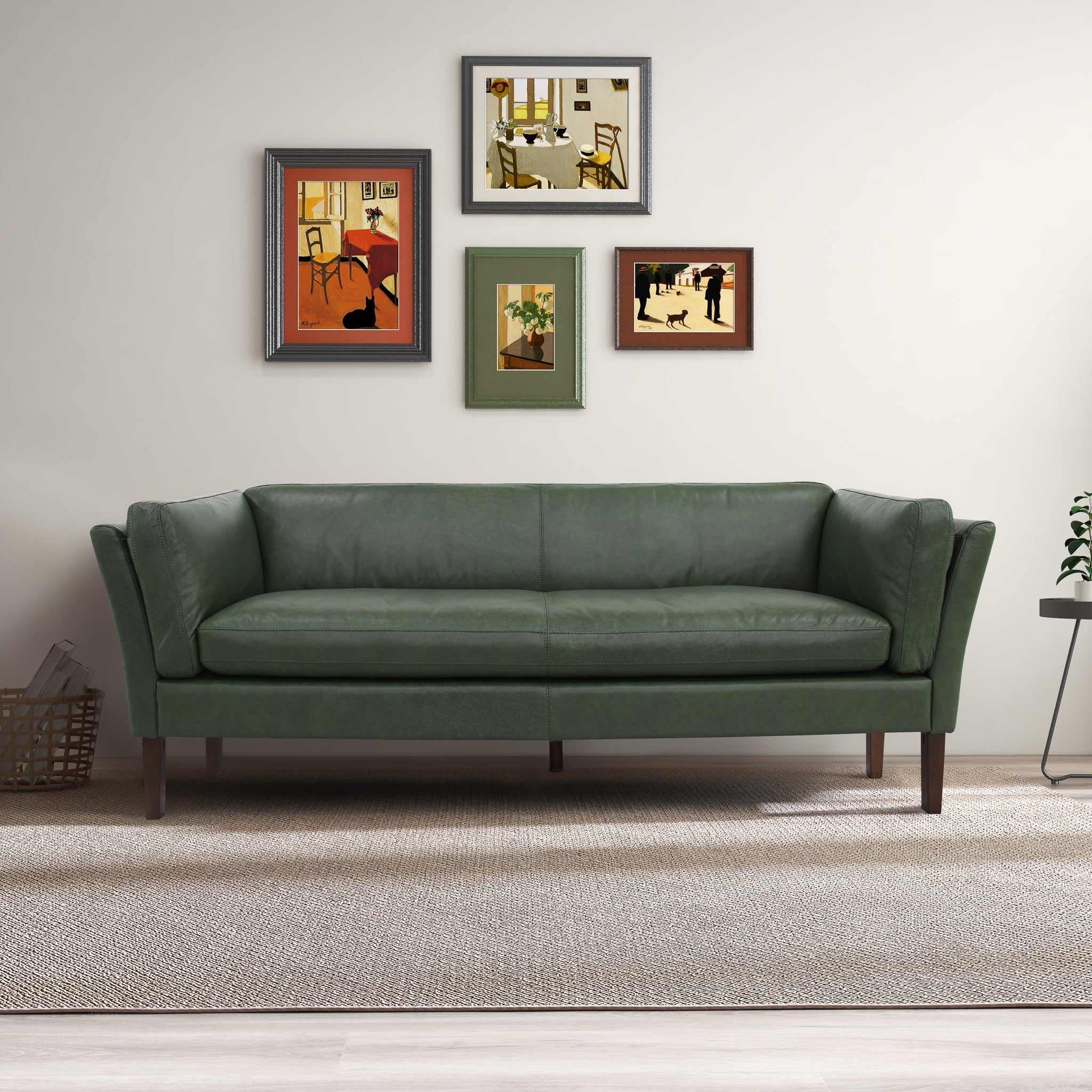 Warner Green Leather Sofa - MidinMod