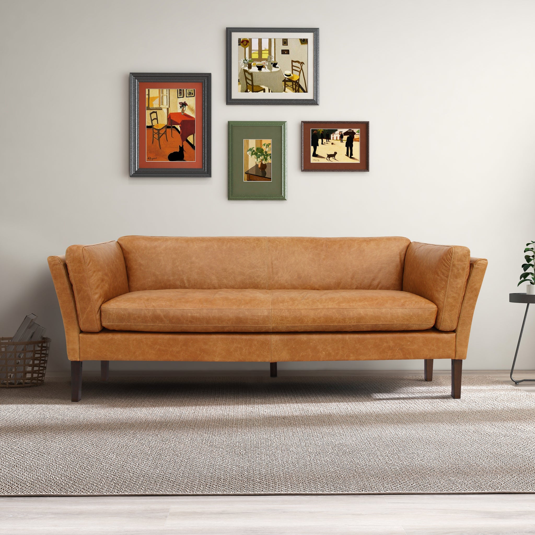 Warner Waxy Tan Leather Sofa - MidinMod