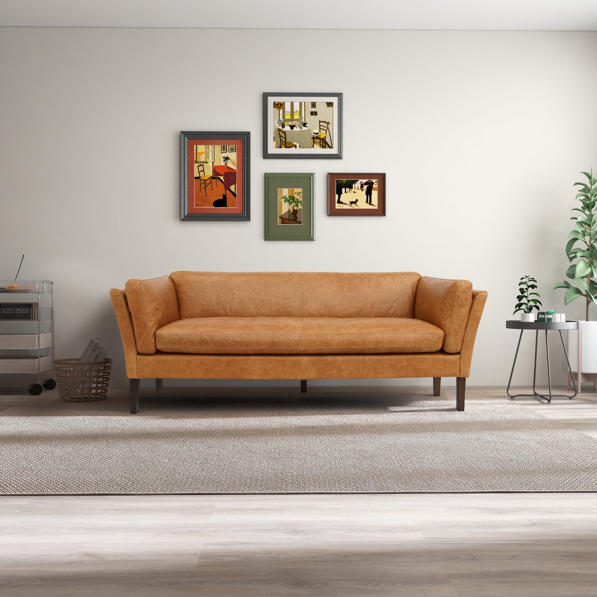 Warner Waxy Tan Leather Sofa - MidinMod