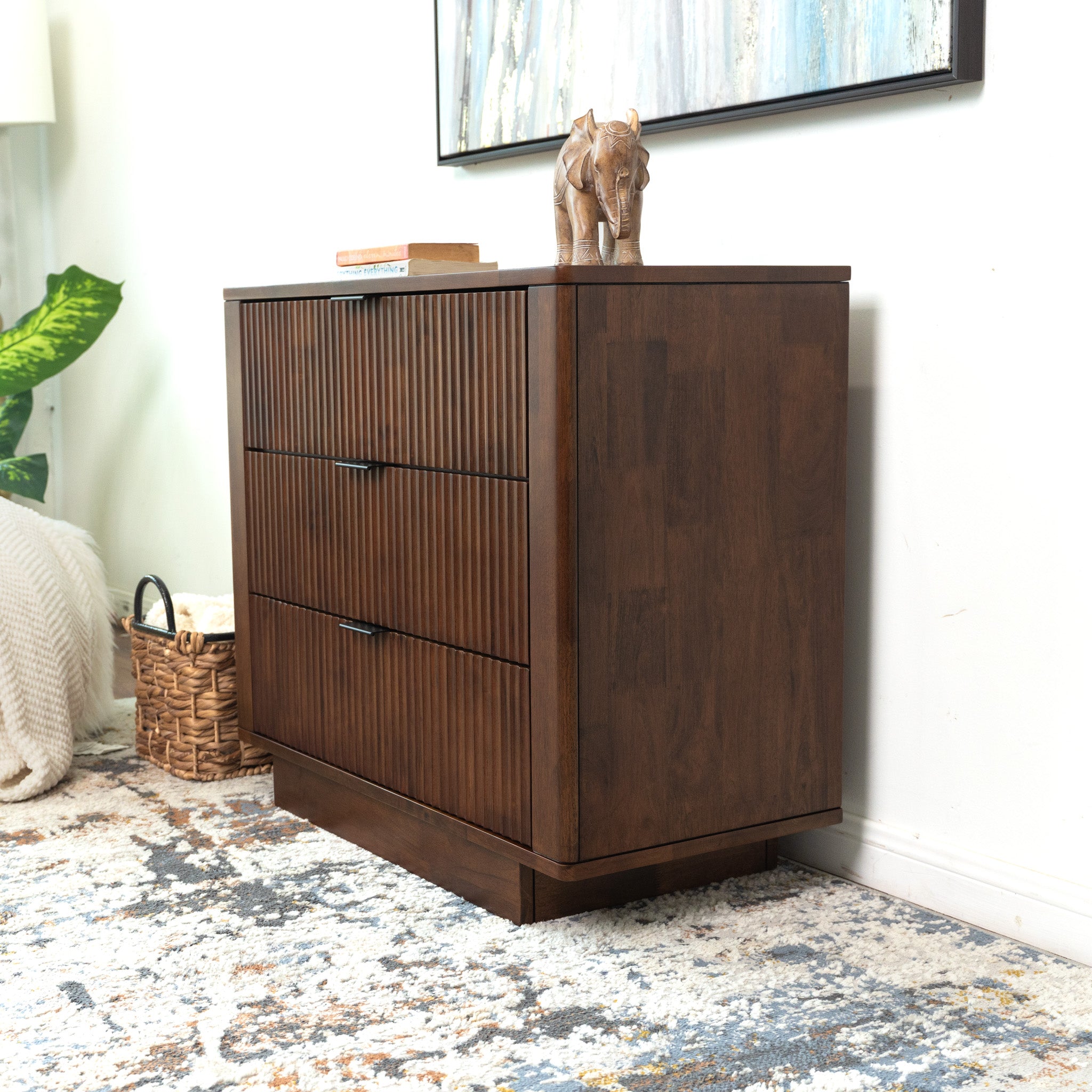 Webster 3 Drawers Walnut Nightstand - MidinMod