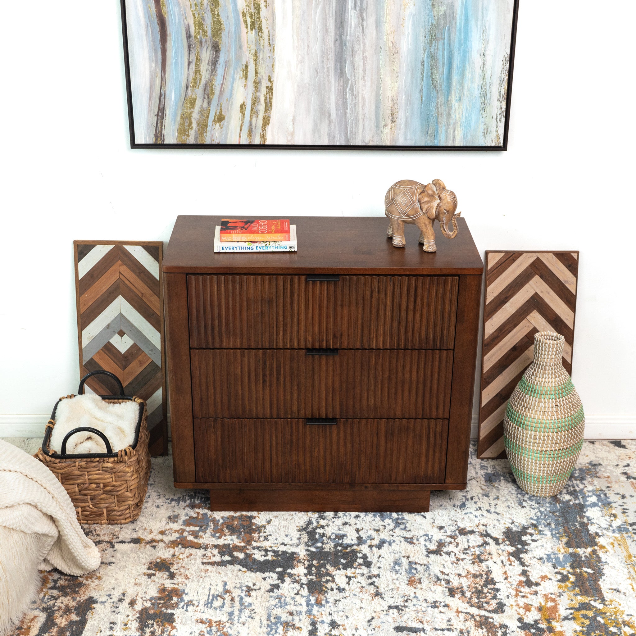 Webster 3 Drawers Walnut Nightstand - MidinMod