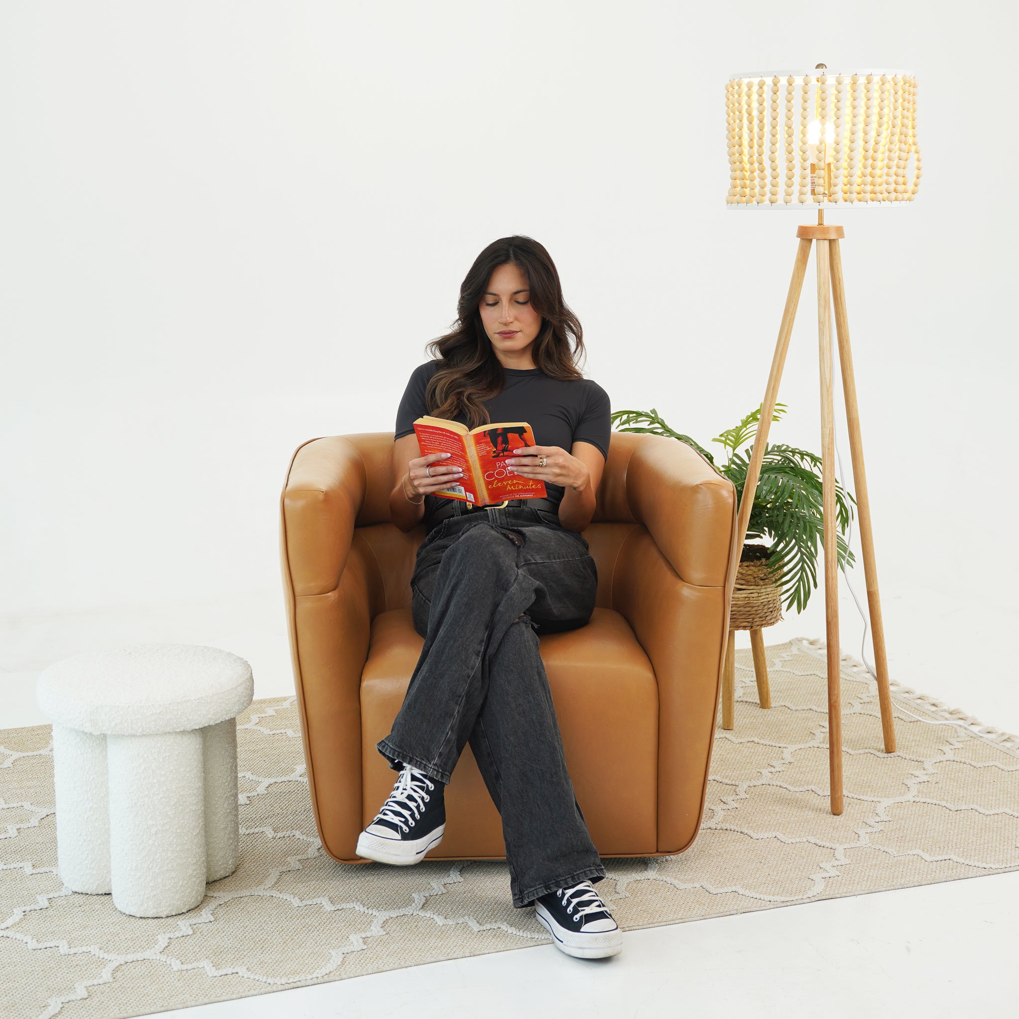 Weimar Swivel Chair - Tan Vegan Leather - MidinMod
