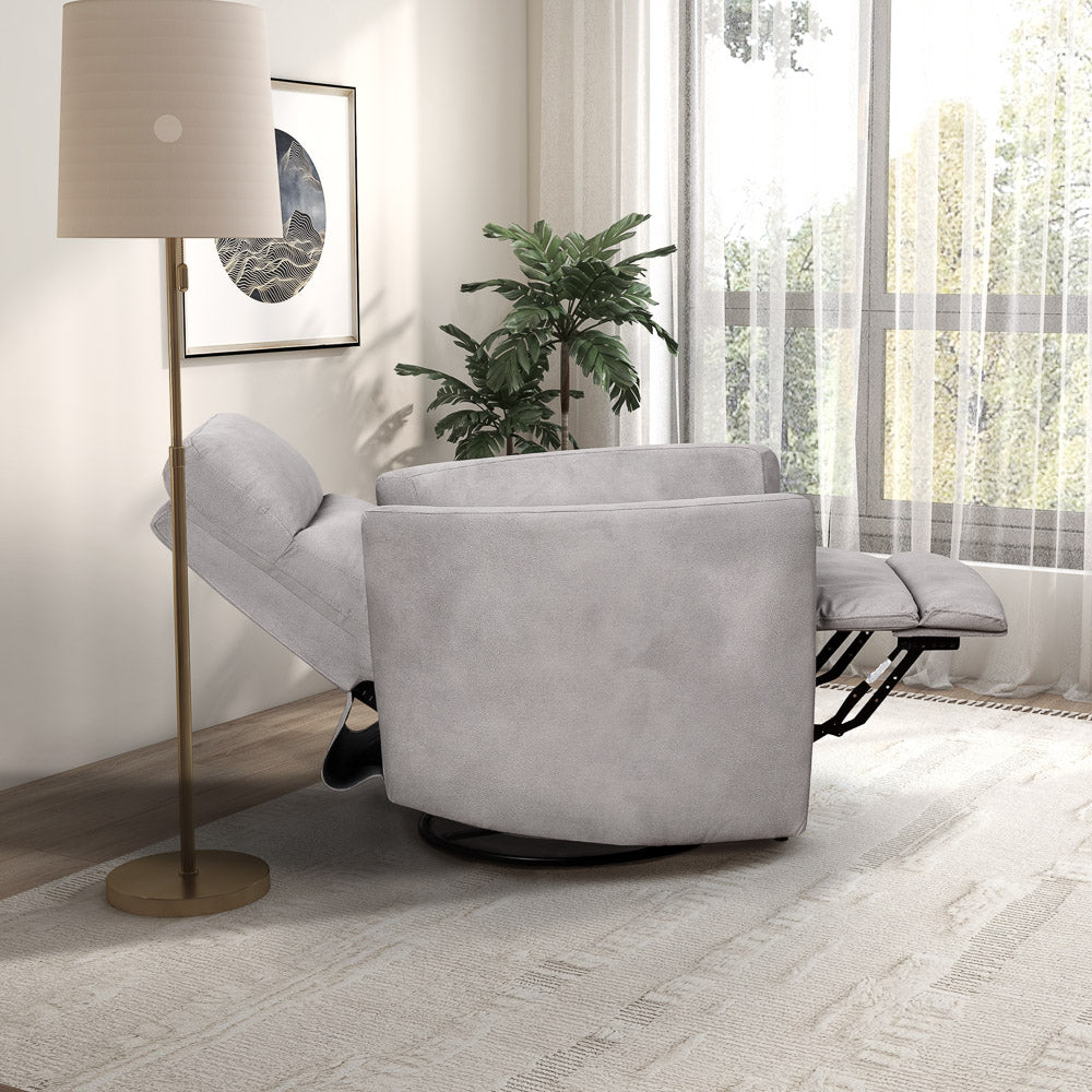 Wimberley Swivel Glider Recliner Chair - Light Grey Suede