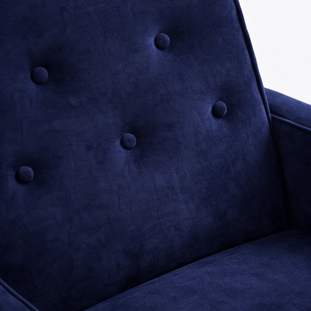 Windsor Rocking Chair | Dark Blue Velvet & Solid Wood Base | MidinMod