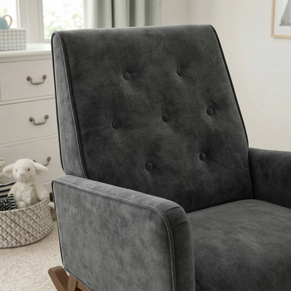 Windsor Rocking Chair | Dark Grey Velvet & Performance Modern Seating | MidinMod