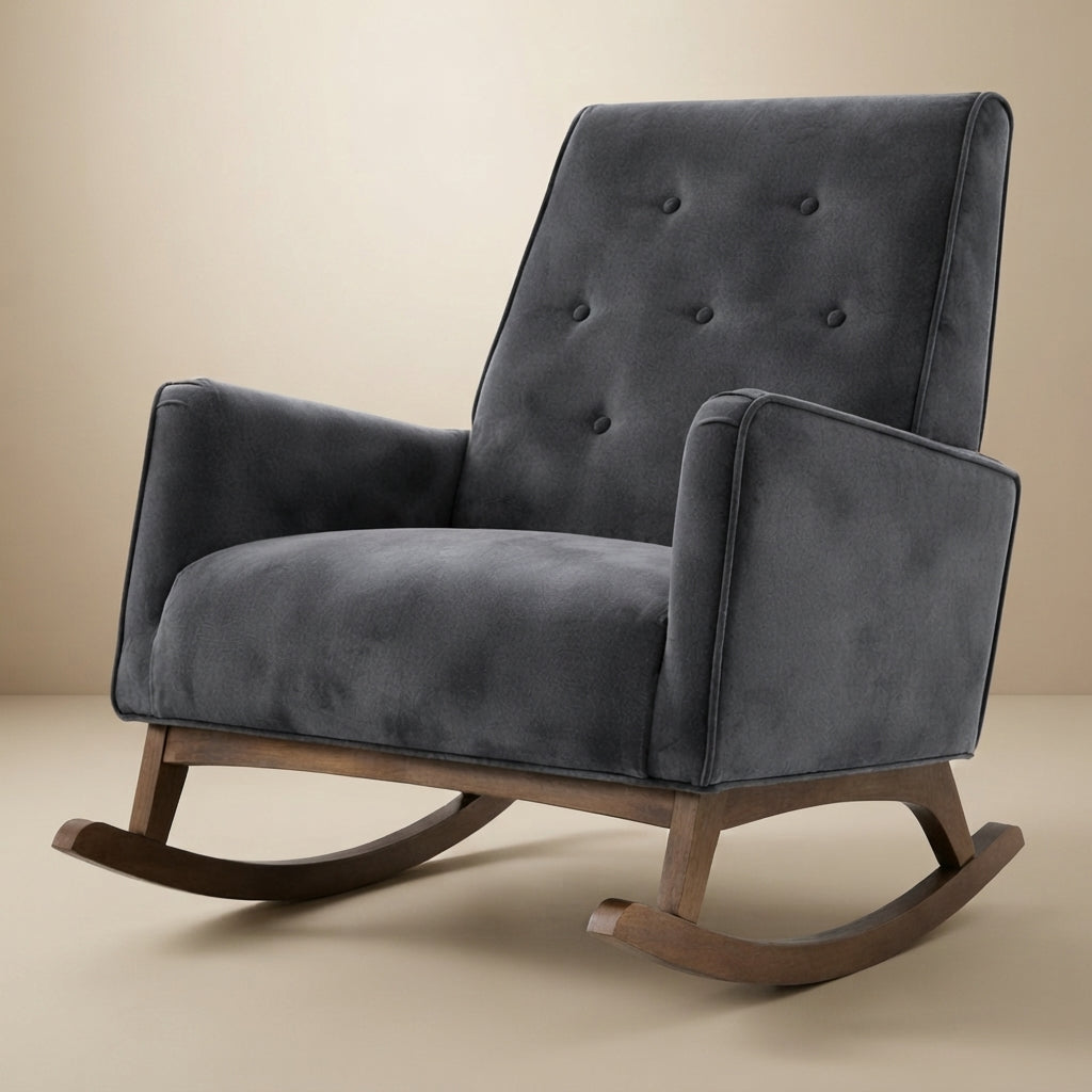 Windsor Rocking Chair | Dark Grey Velvet & Performance Modern Seating | MidinMod