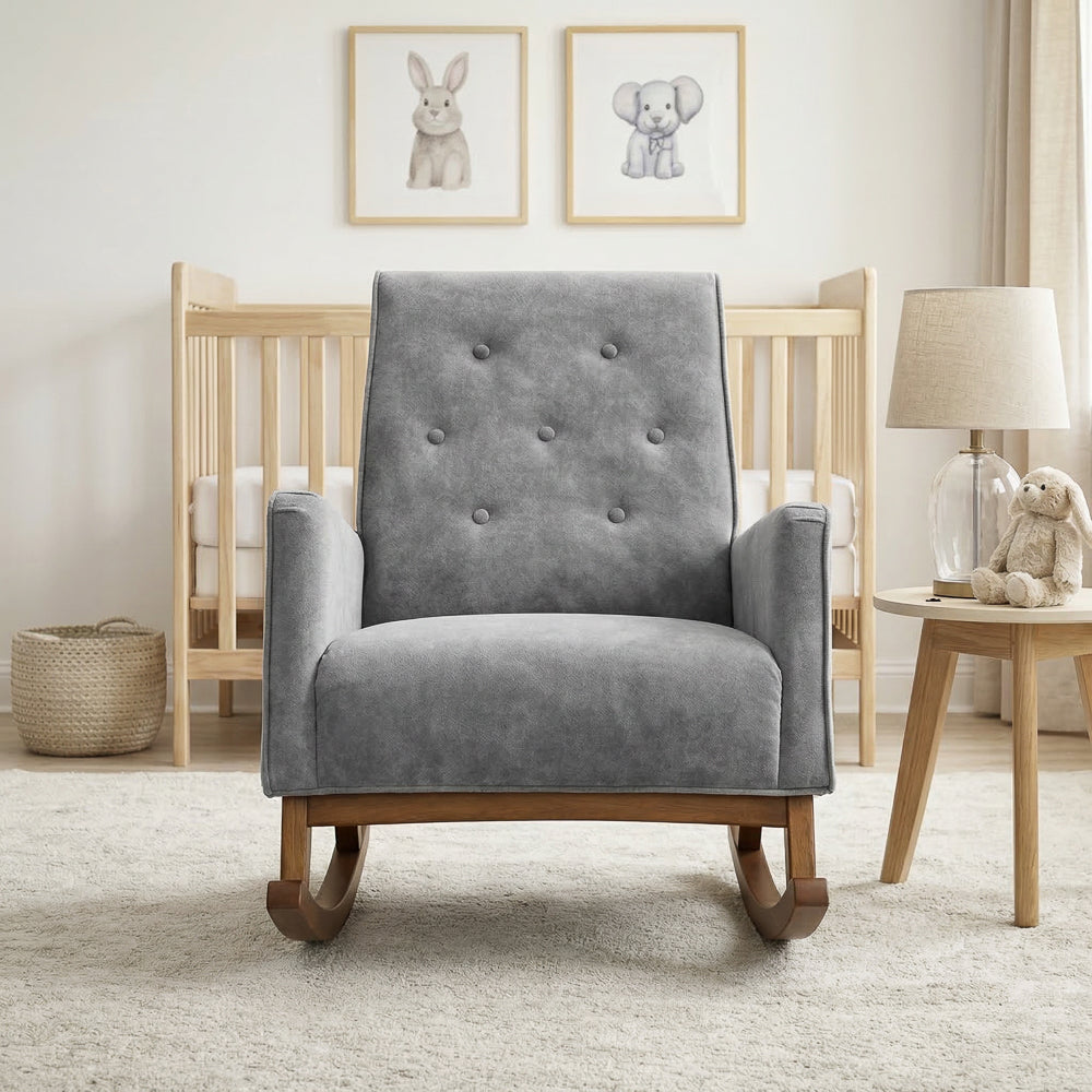 Windsor Rocking Chair | Grey Microfiber & Performance Fabric | MidinMod