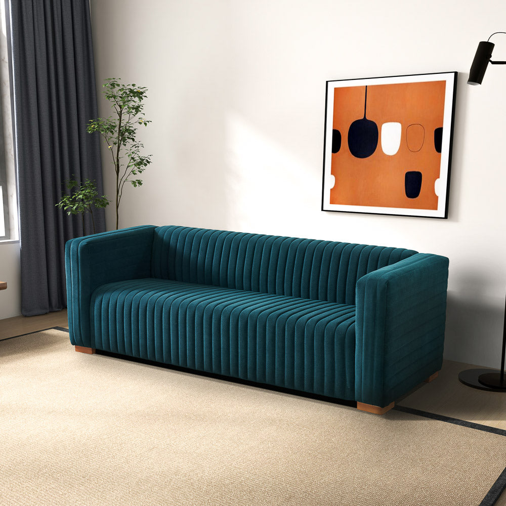 Zaha Blue Velvet Sofa - MidinMod