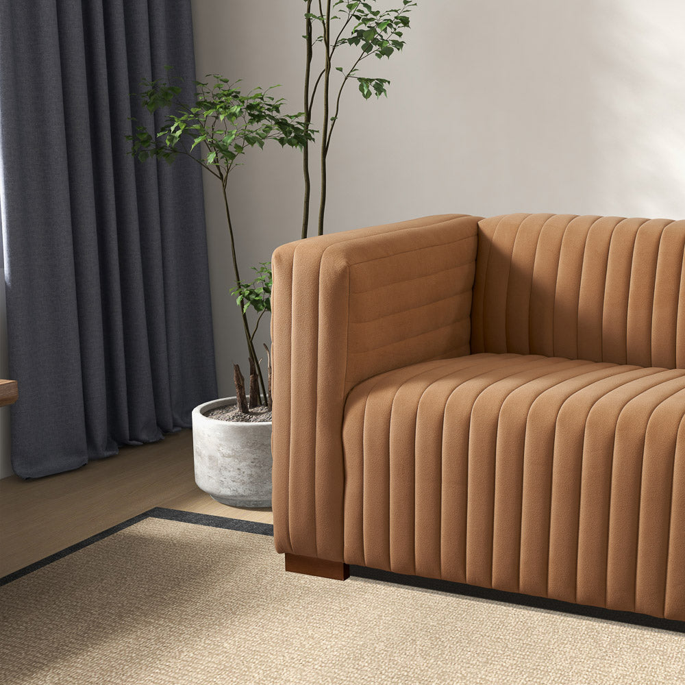 Zaha Cognac Velvet Sofa - MidinMod
