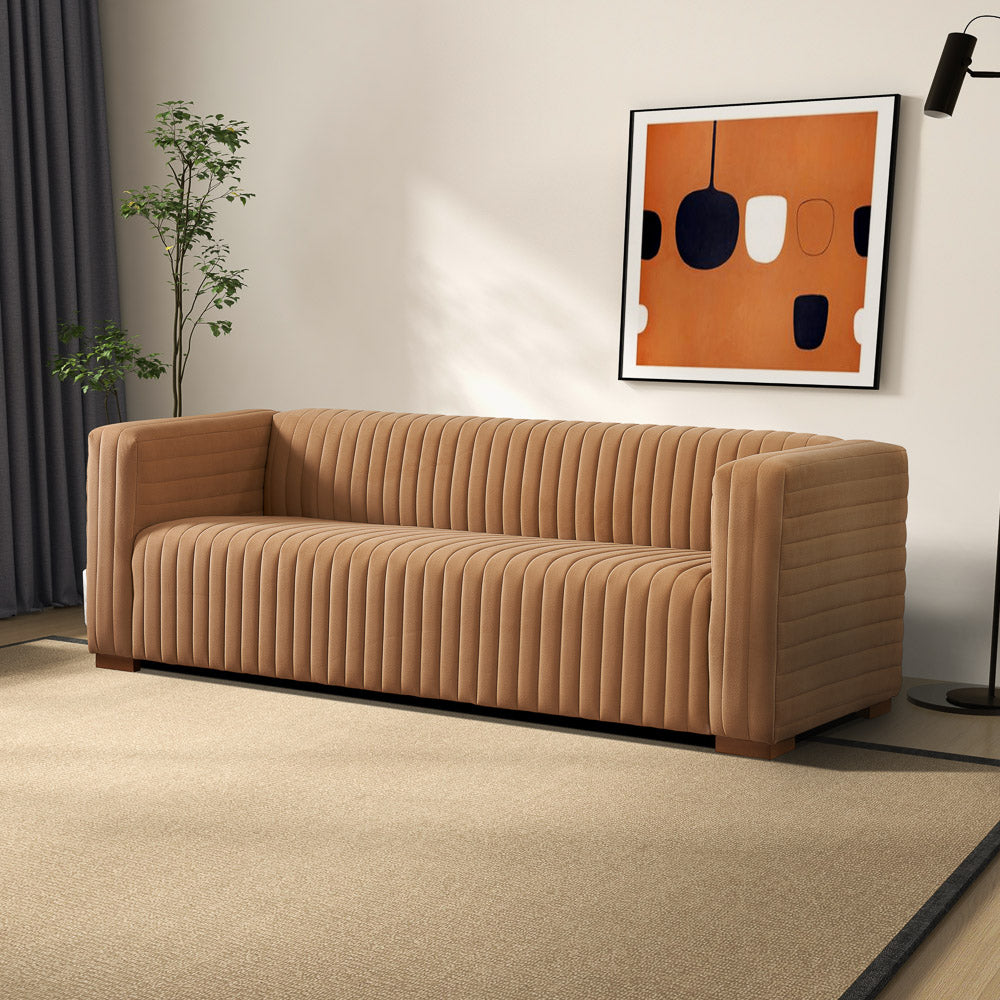 Zaha Cognac Velvet Sofa - MidinMod