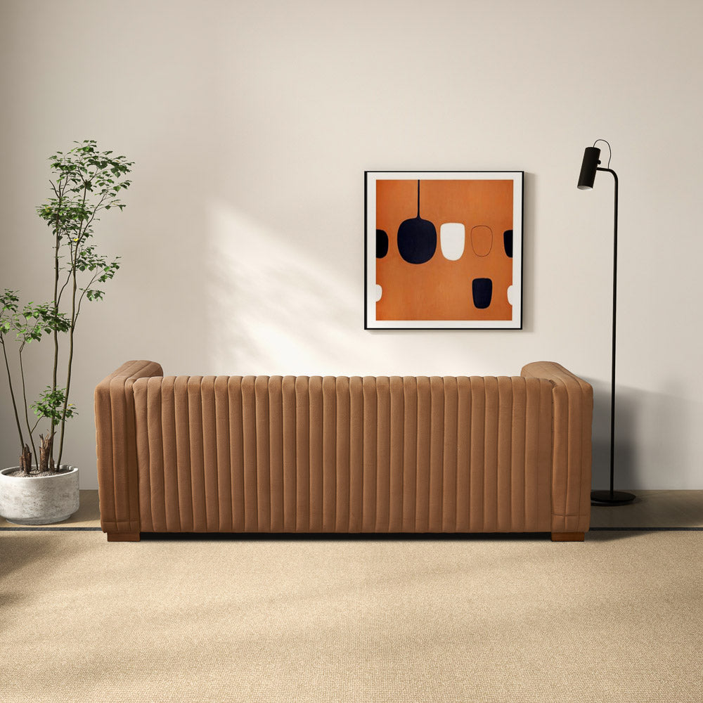 Zaha Cognac Velvet Sofa - MidinMod
