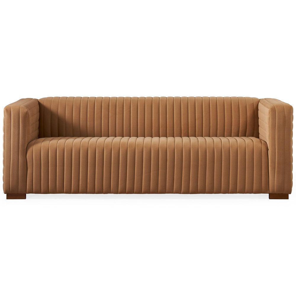 Zaha Cognac Velvet Sofa - MidinMod