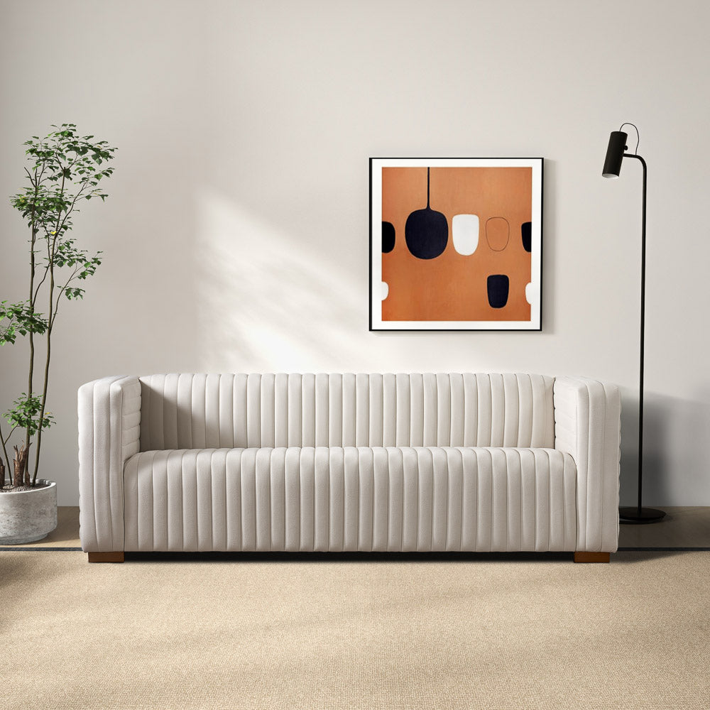 Zaha Cream Velvet Sofa - MidinMod
