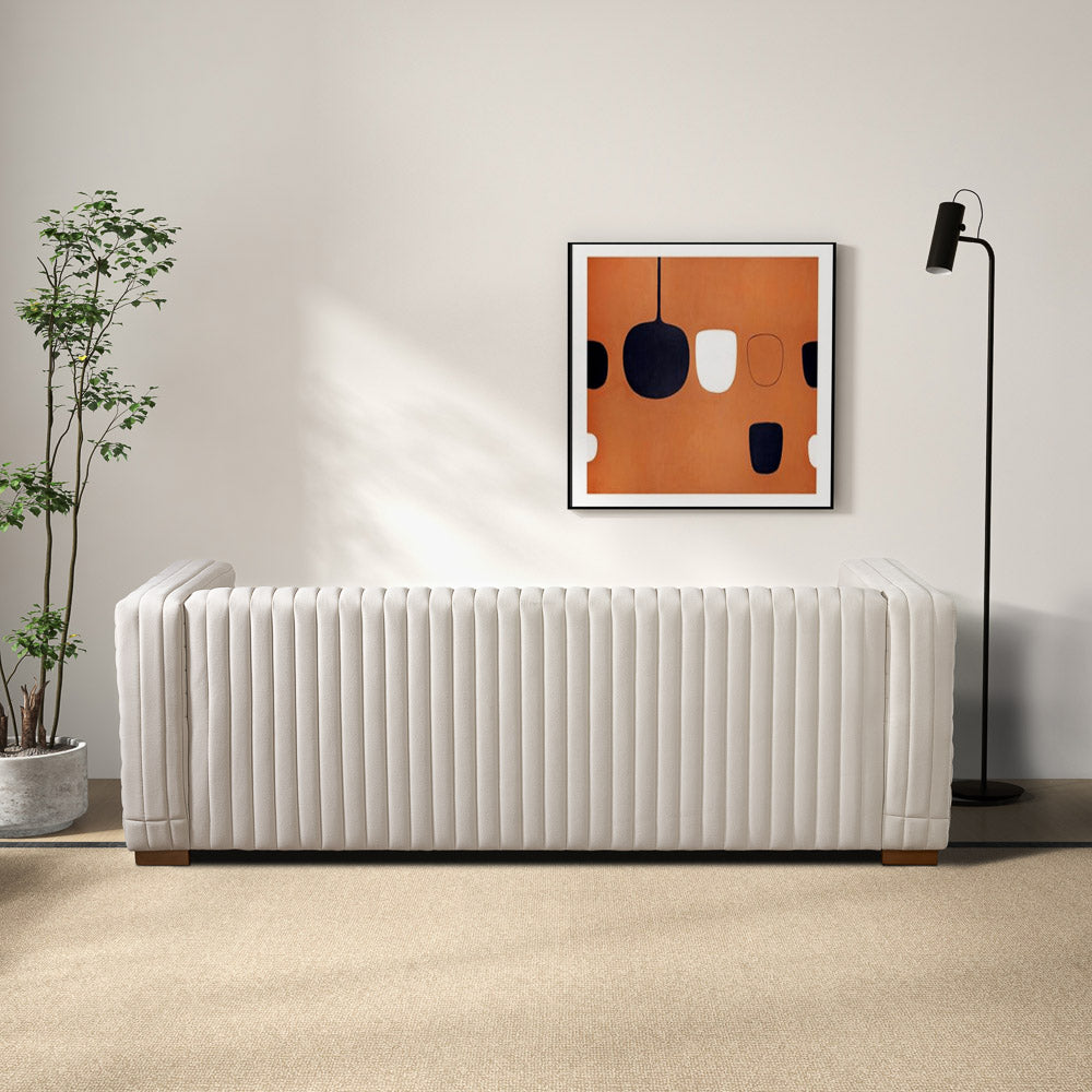 Zaha Cream Velvet Sofa - MidinMod