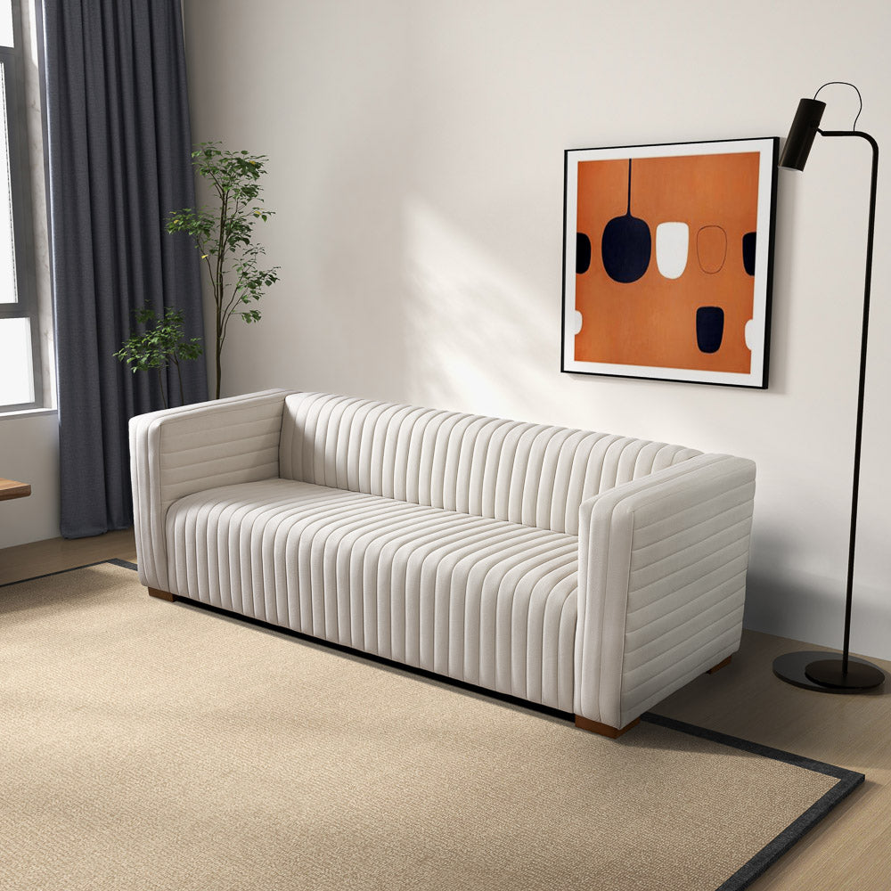 Zaha Cream Velvet Sofa - MidinMod