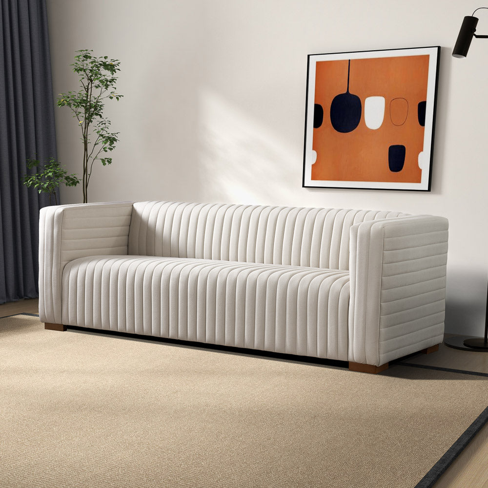 Zaha Cream Velvet Sofa - MidinMod