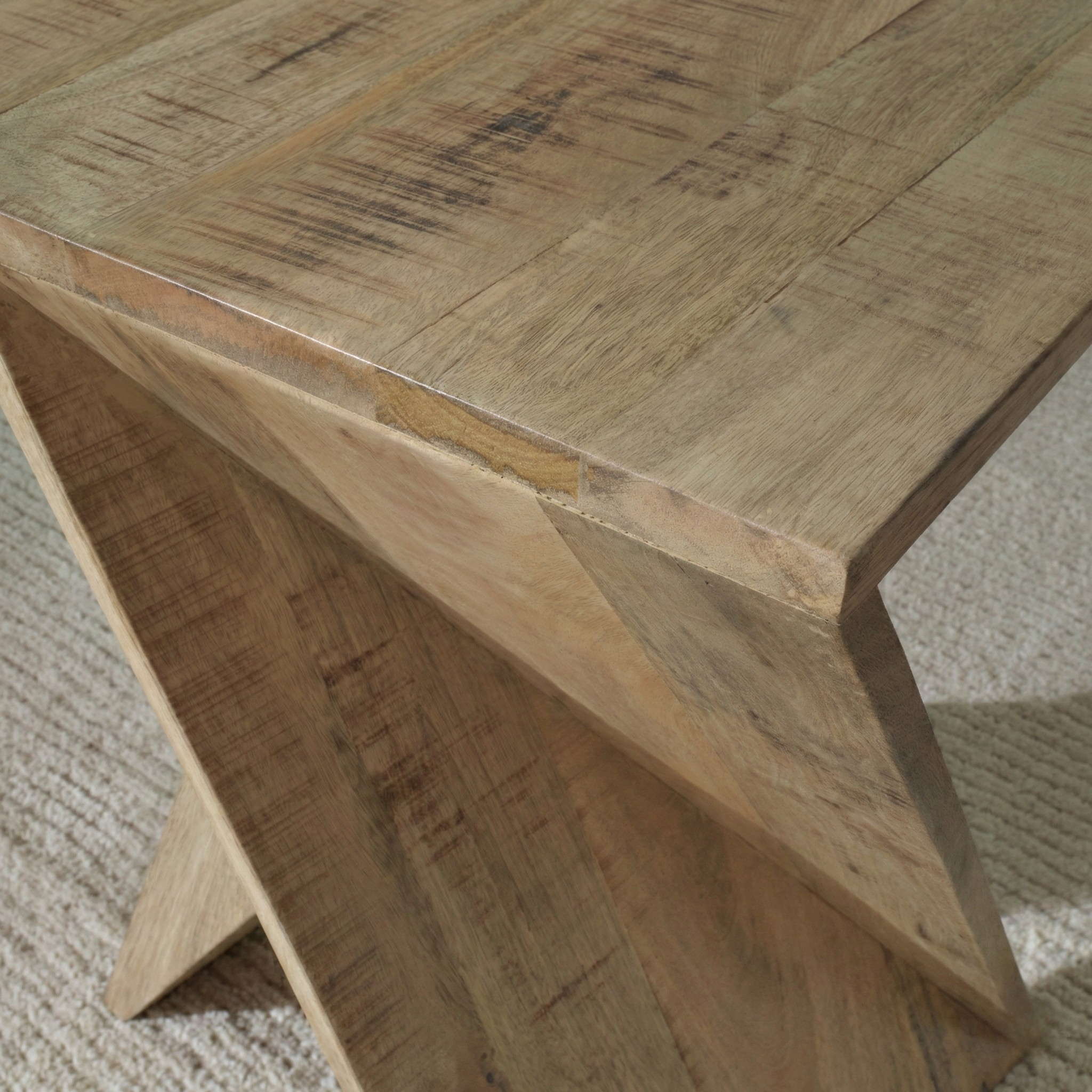 Zalemont Twist Design Wood Accent Table in Distressed Brown | MidinMod