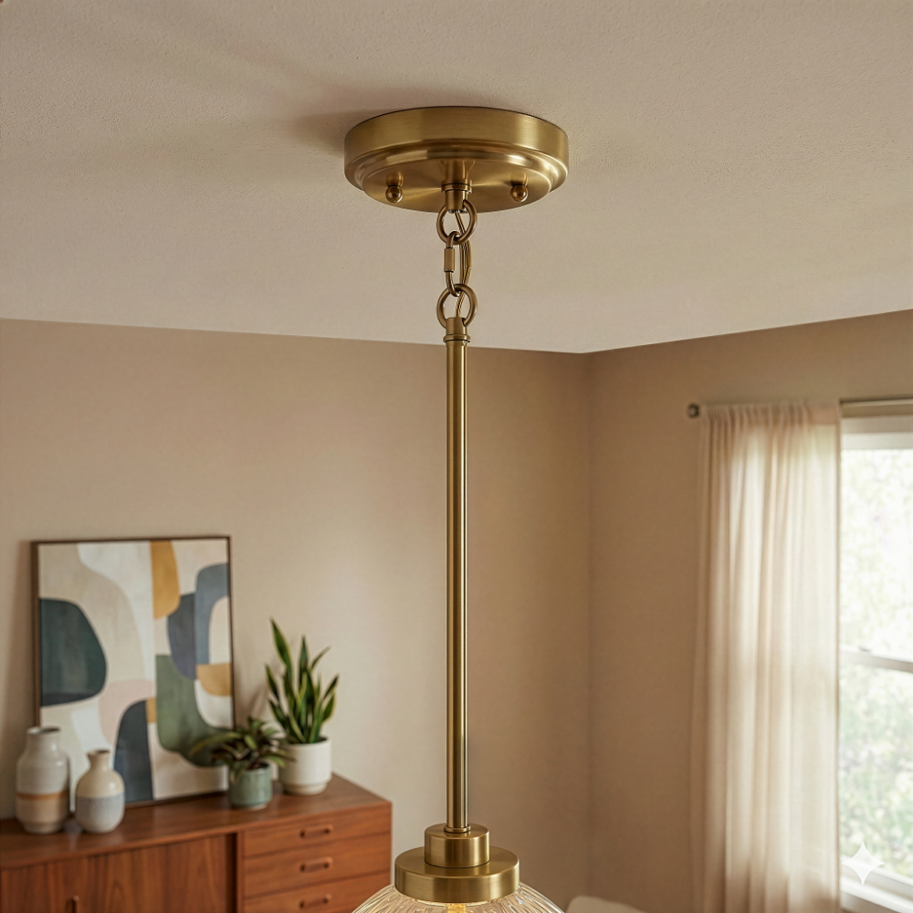 Zen 5-Light Chain Hanging Pendant | Satin Brass and Clear Glass | MidinMod