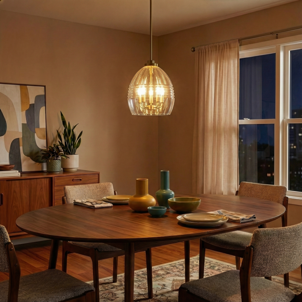 Zen 5-Light Chain Hanging Pendant | Satin Brass and Clear Glass | MidinMod