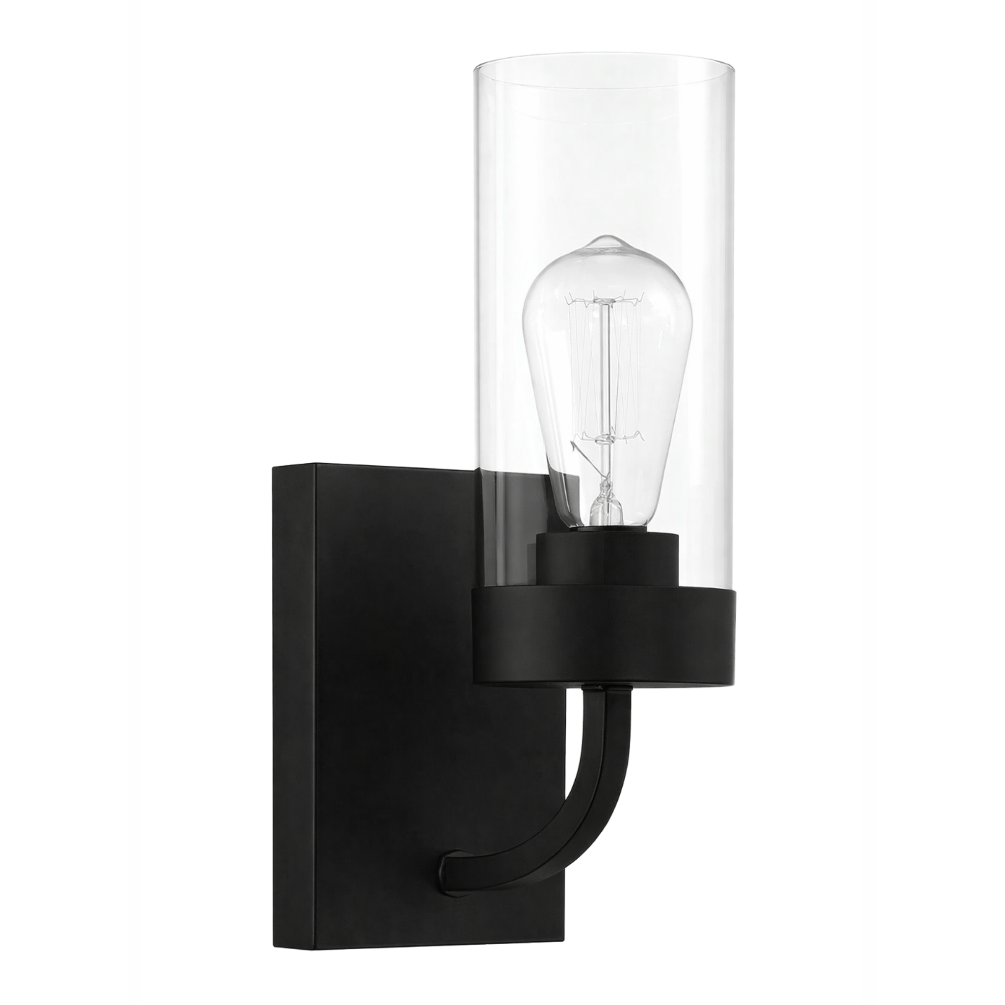 Zephyr Single Light Sconce | Matte Black & Clear Glass | MidinMod
