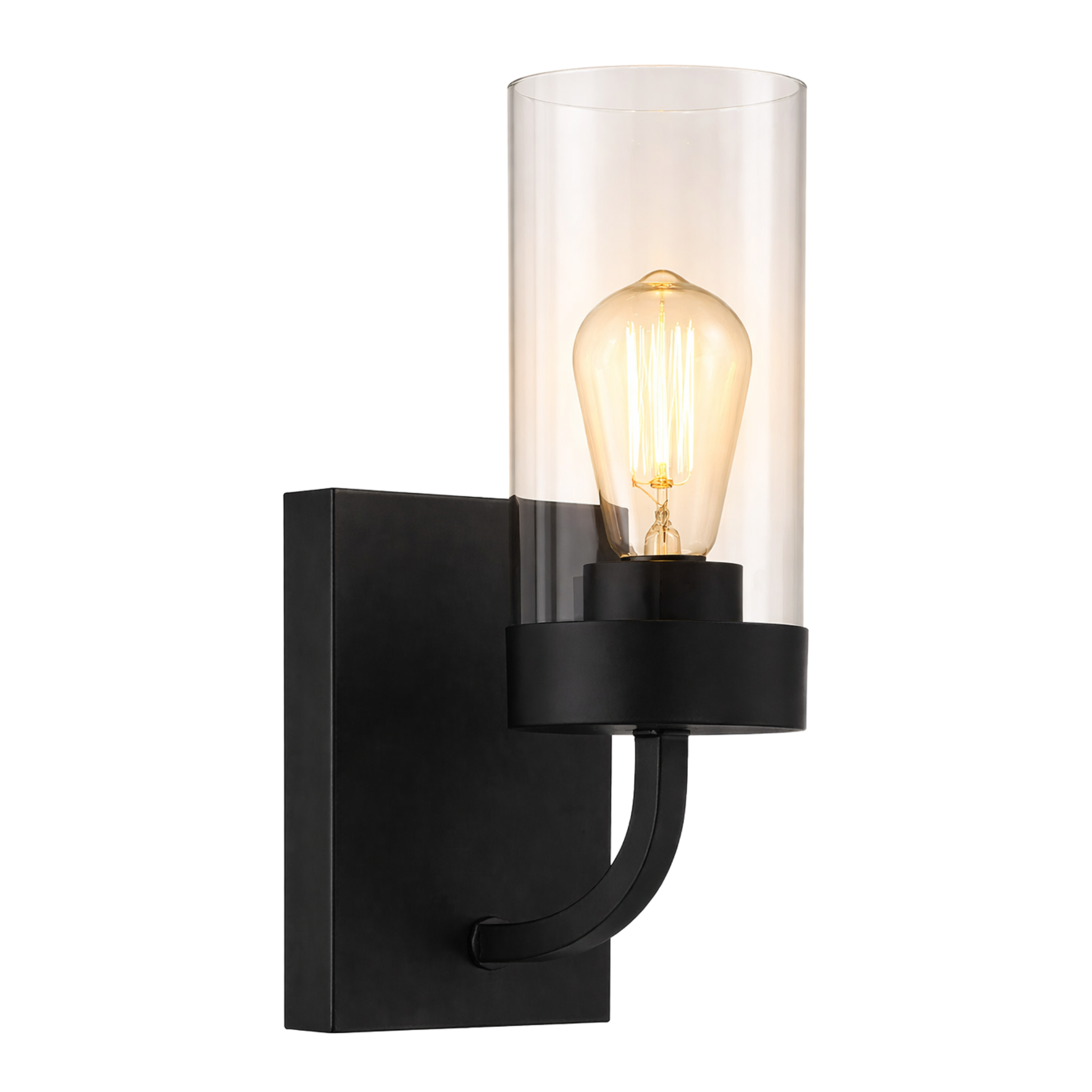 Zephyr Single Light Sconce | Matte Black & Clear Glass | MidinMod
