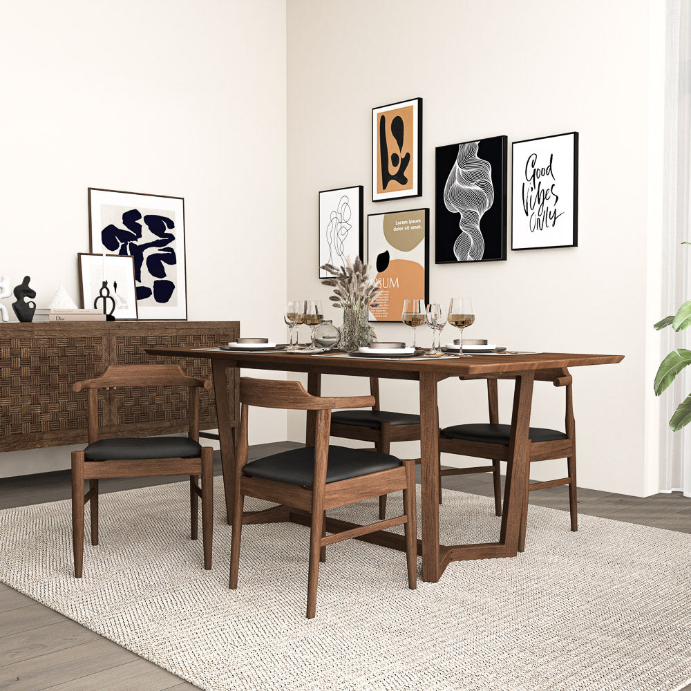 Zola Dining Chair Black Leather Set of 2