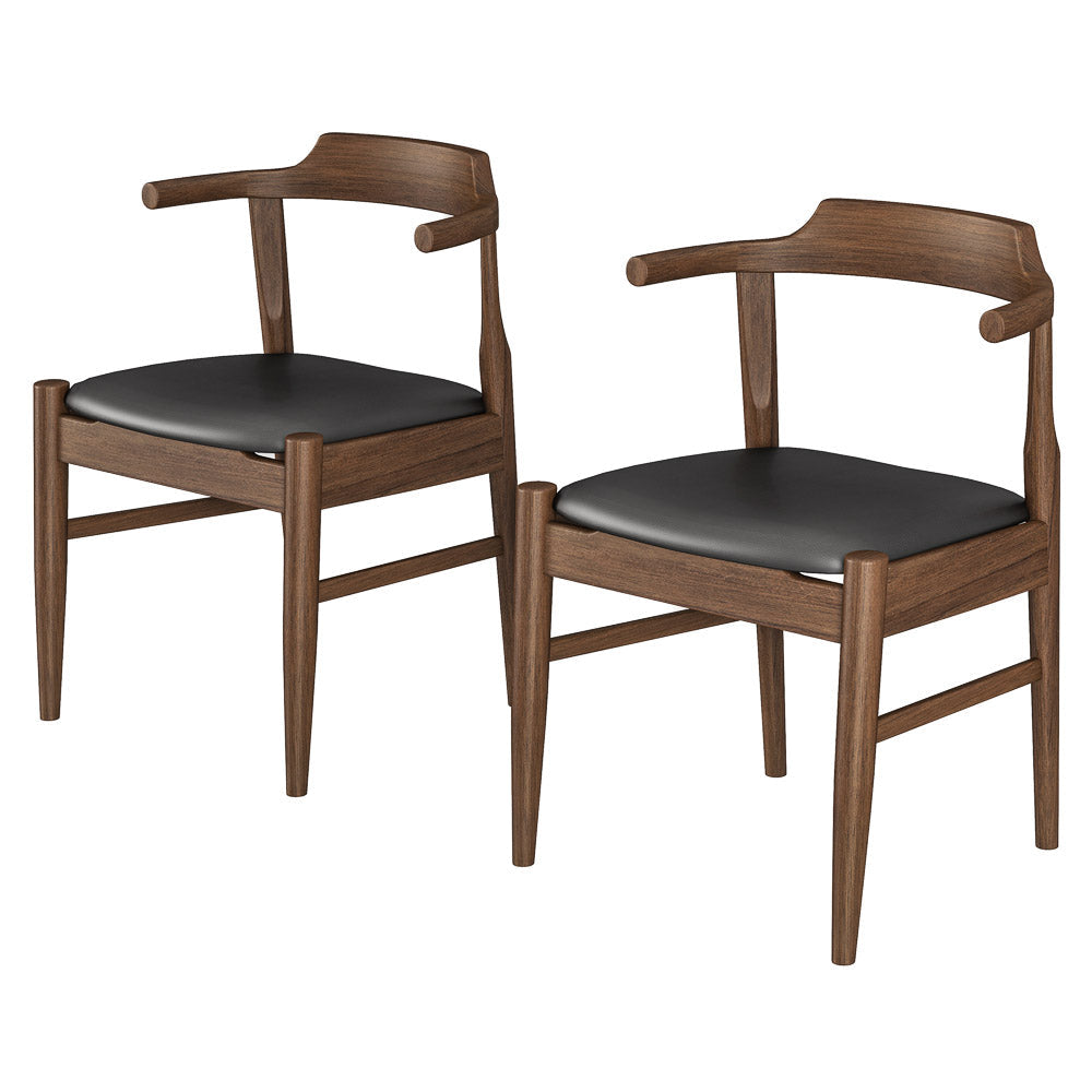 Zola Dining Chair Black Leather Set of 2