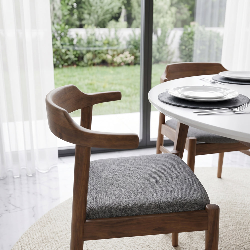 Zola Modern Grey Fabric Dining Chair Set | Danish-Inspired Seating | MidinMod