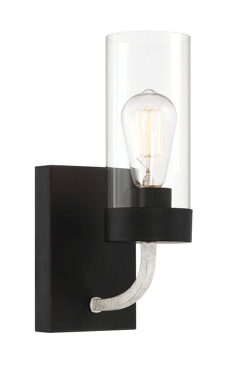 Zephyr Single Light Sconce With Clear Glass Metal Black Finish - MidinMod