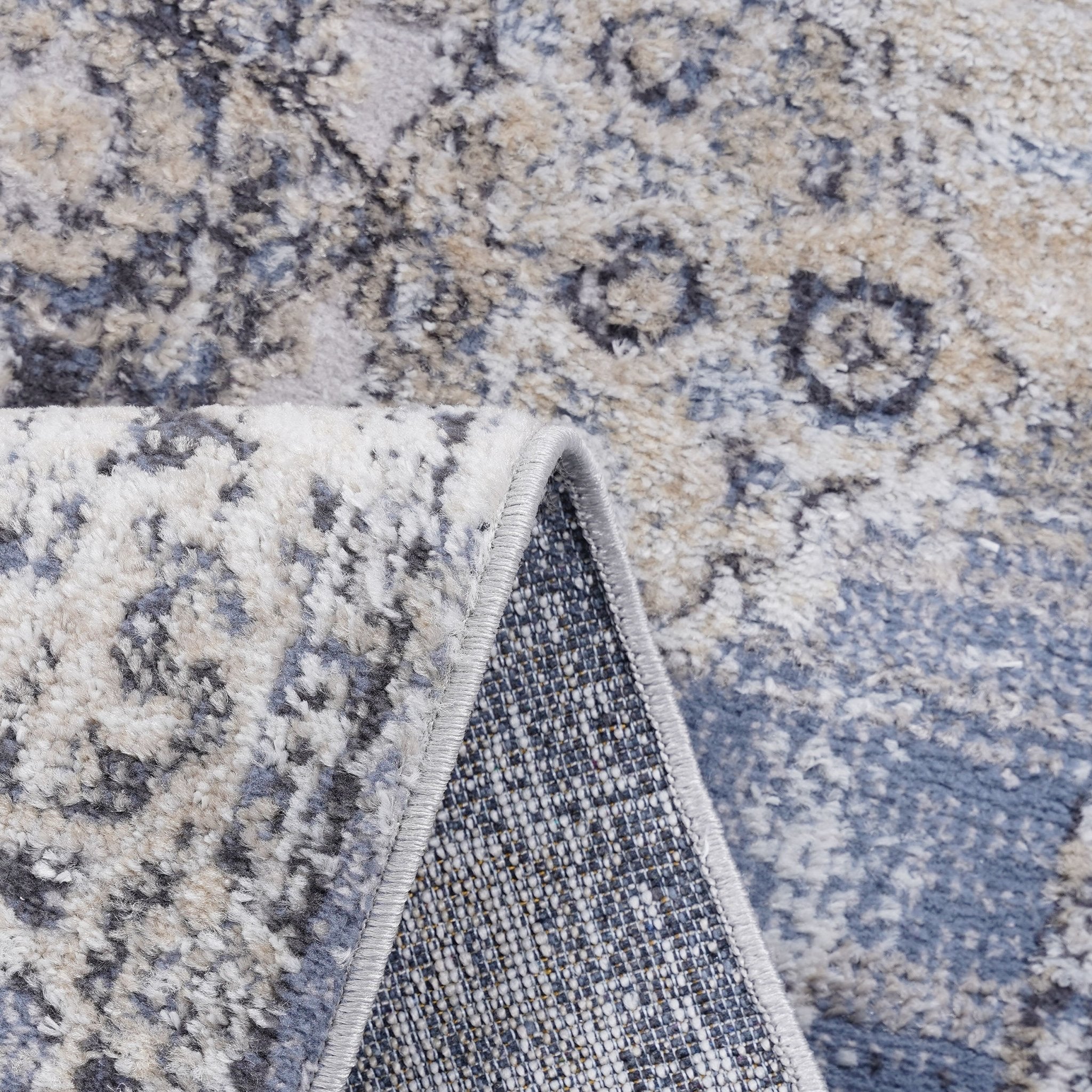 Payas Cream-Blue Runner Rug Size 2'2'' x 8' - MidinMod