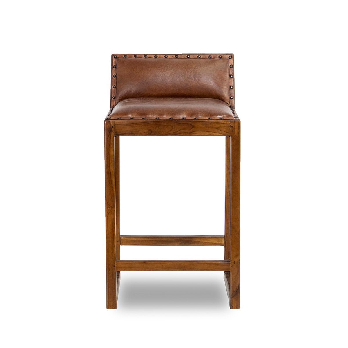 Ataya Genuine Leather Counter Stool (Tan) - MidinMod