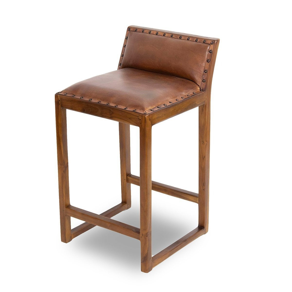 Ataya Genuine Leather Counter Stool (Tan) - MidinMod