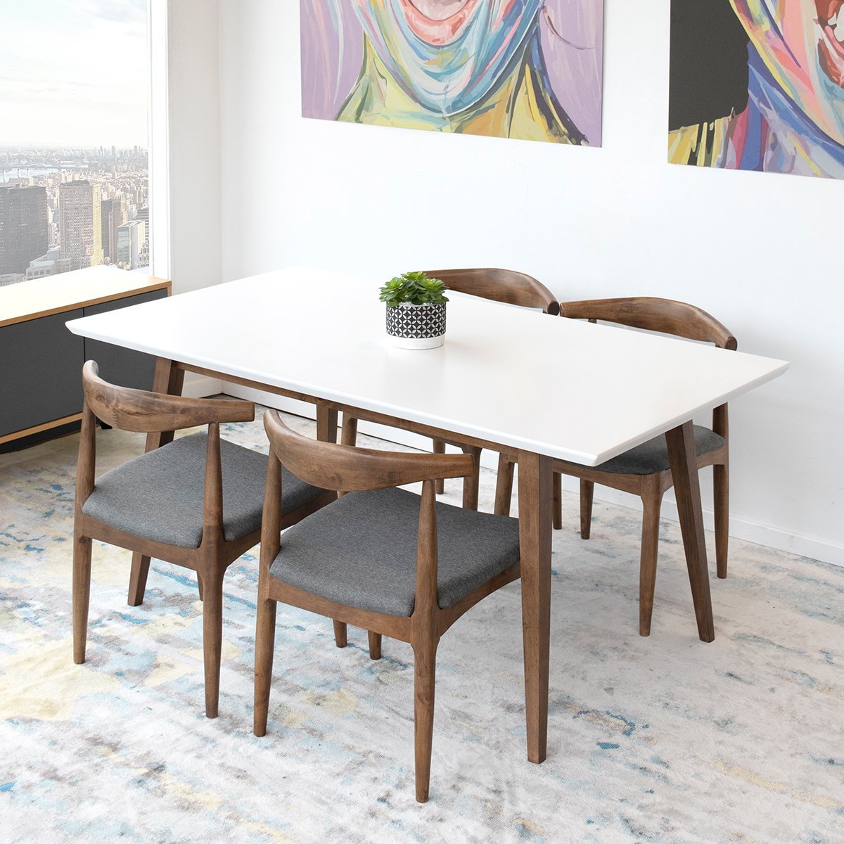 Adira White Top Walnut Large Dining Table - MidinMod