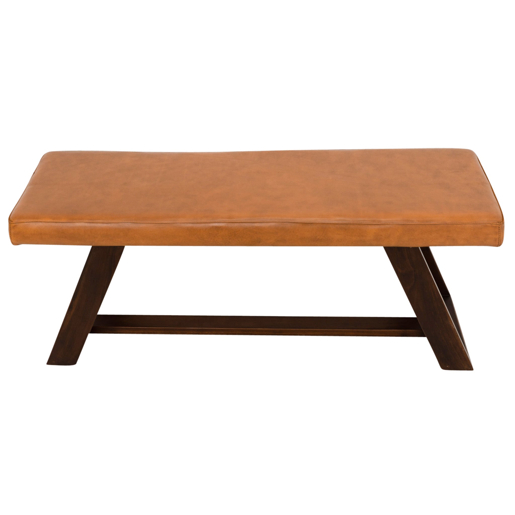 Pinrag Genuine Tan Leather Bench - MidinMod