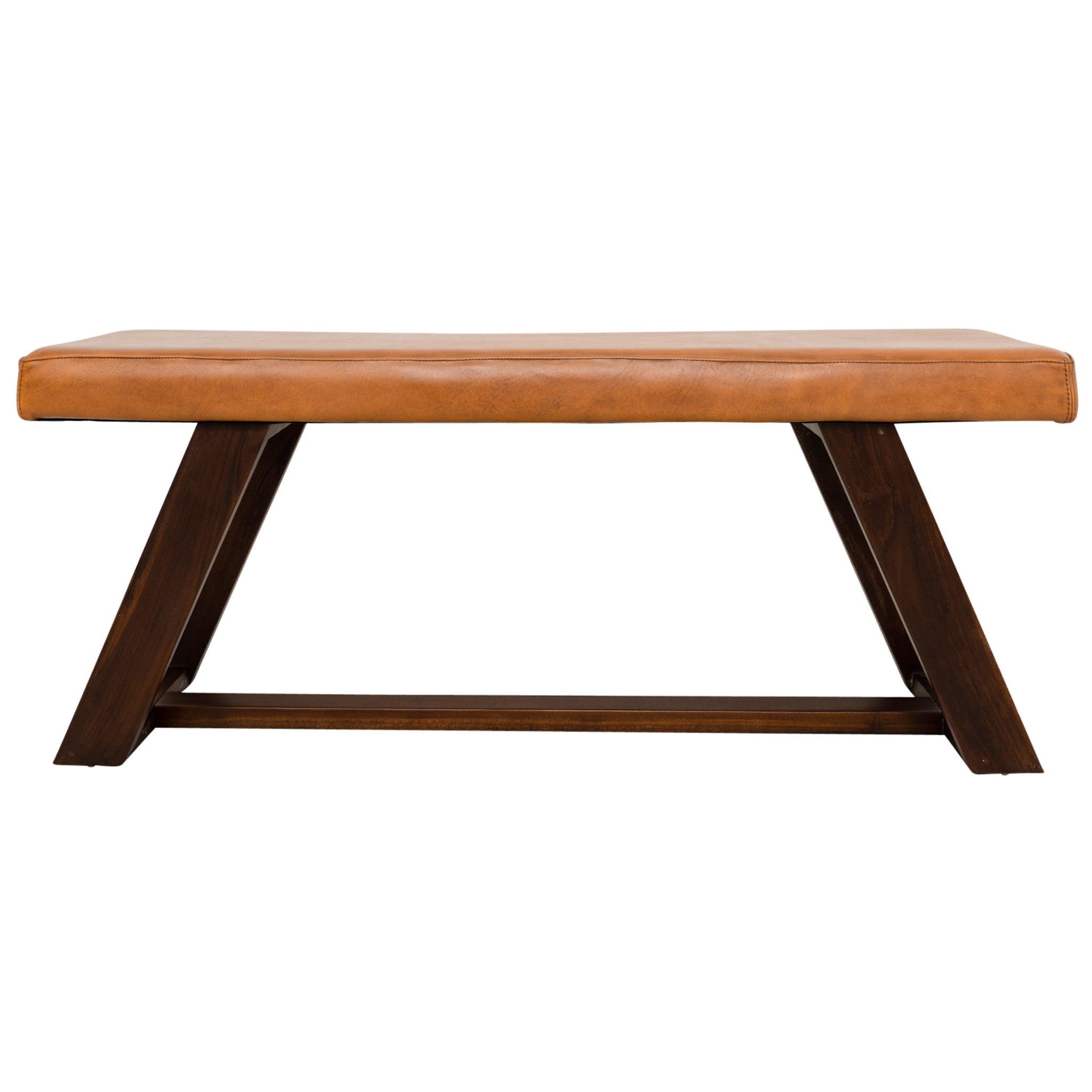 Pinrag Genuine Tan Leather Bench - MidinMod