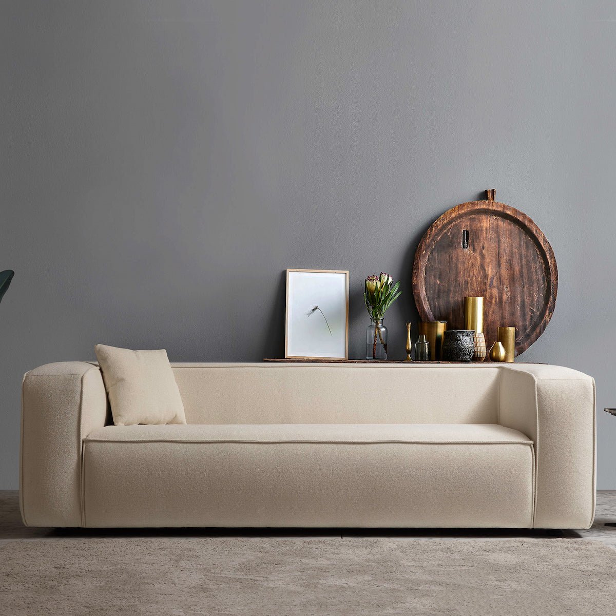 Barcelona Modern Cream Boucle Sofa - MidinMod