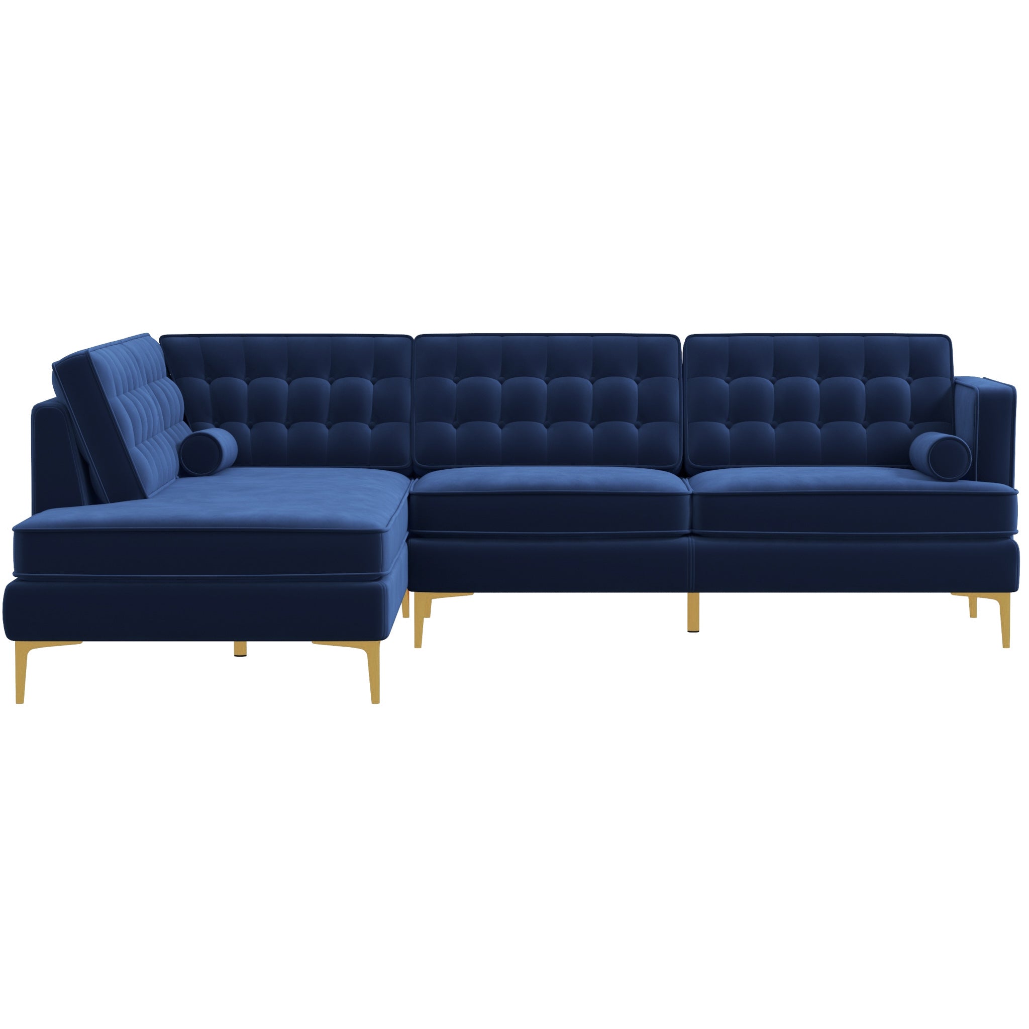Caleb Blue Velvet Sectional Sofa Left Facing Chaise - MidinMod
