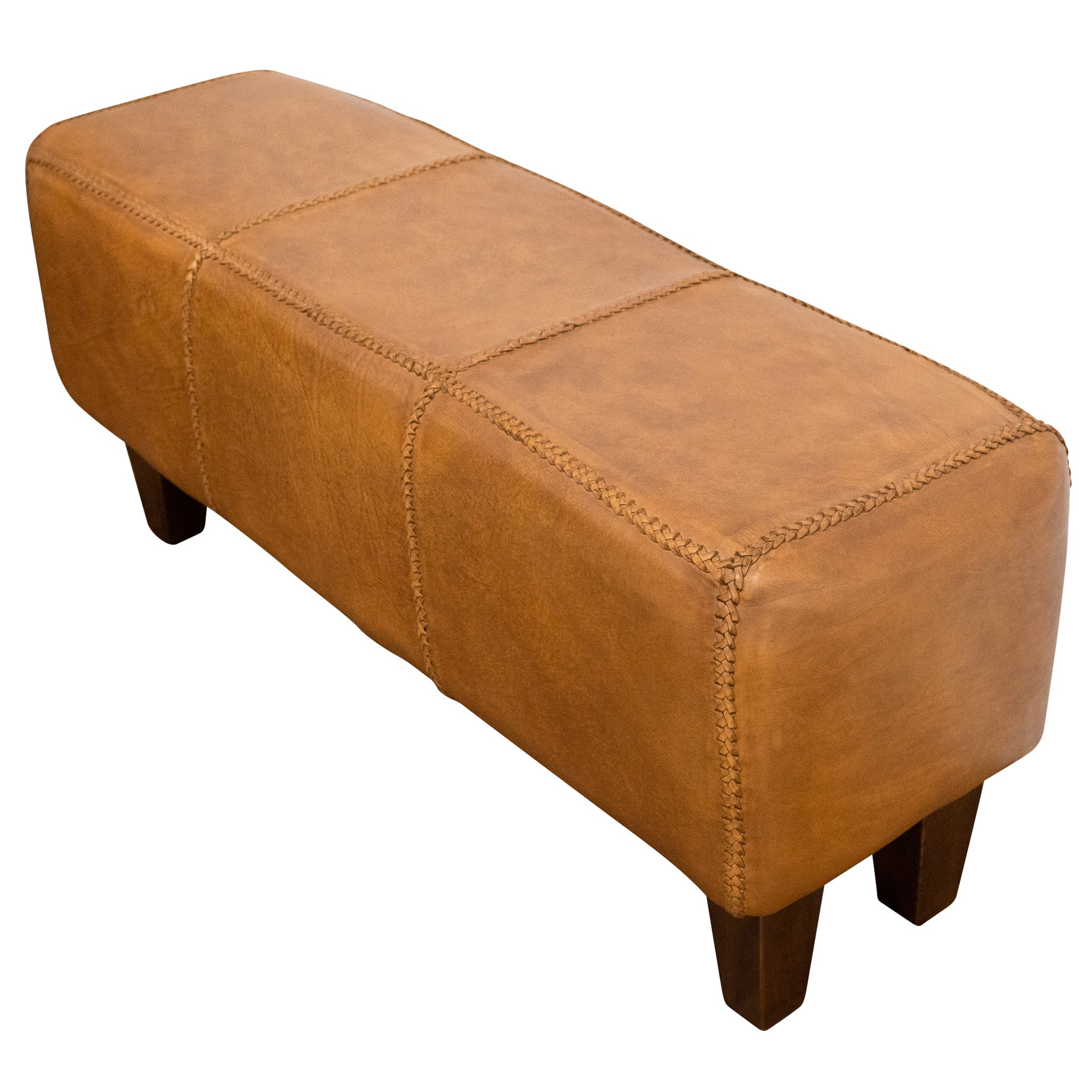 Moicor Tan Leather Modern Living Room Bench - MidinMod