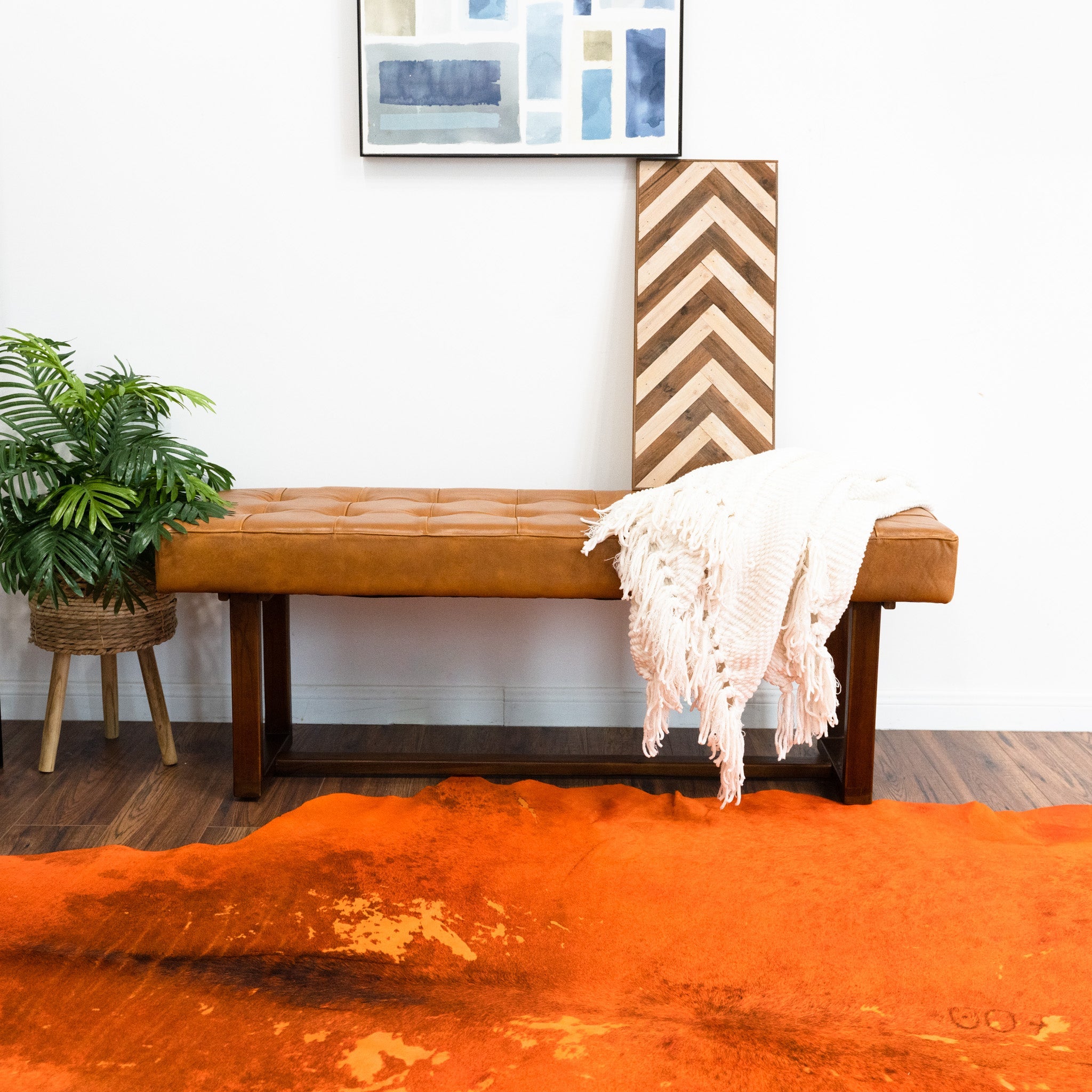 Sumba Tan Leather Bench - MidinMod