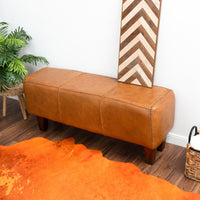Moicor Tan Leather Modern Living Room Bench | MidinMod | TX | Best Furniture stores in Houston