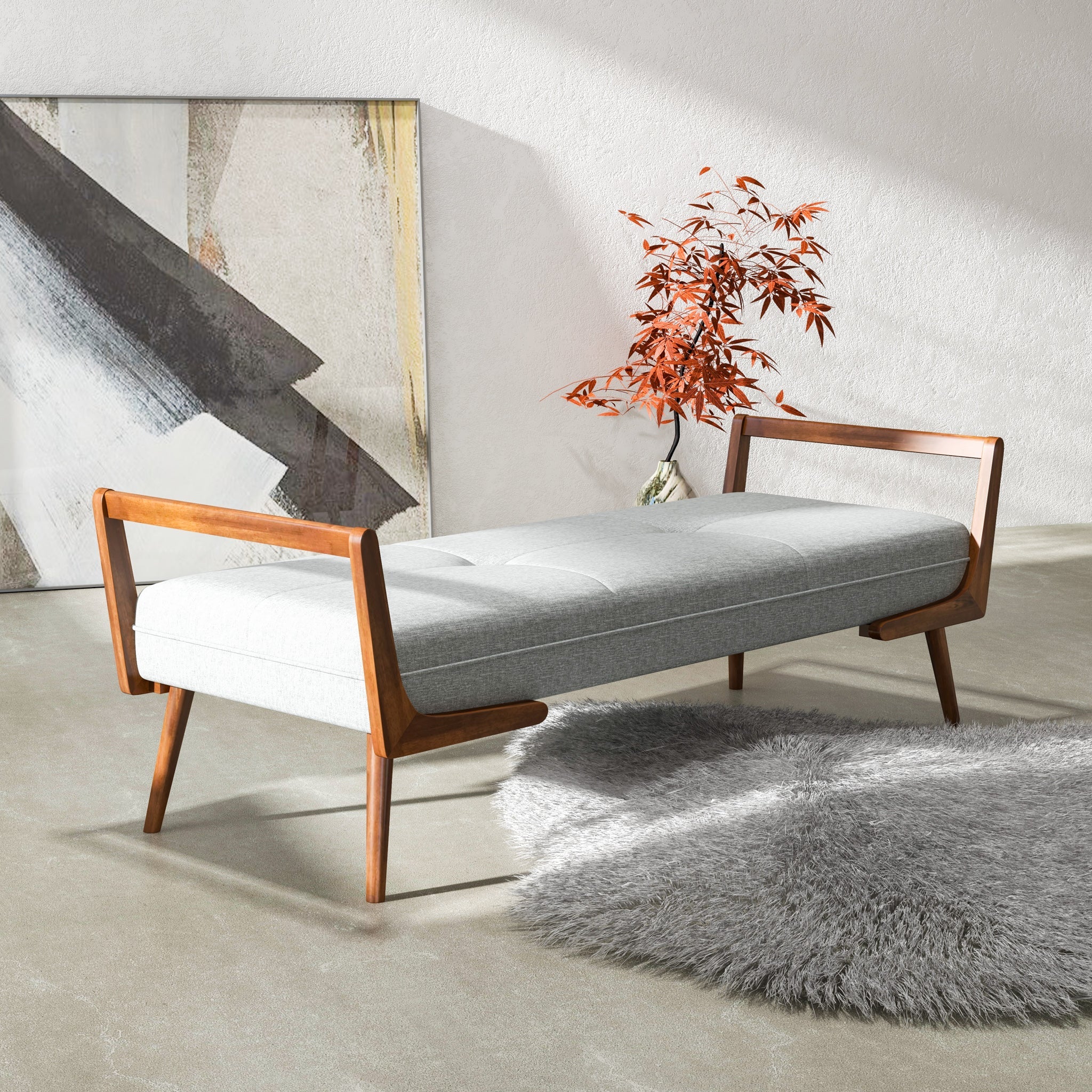 Dresden Bench Grey Fabric - MidinMod